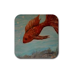 Gold Fish Drink Coaster (square) by rokinronda