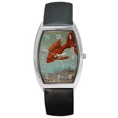 Gold Fish Tonneau Leather Watch