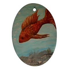 Gold Fish Oval Ornament (two Sides)