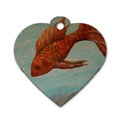 Gold Fish Dog Tag Heart (one Sided) 