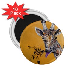 Giraffe Treat 2 25  Button Magnet (10 Pack) by rokinronda