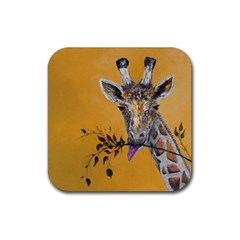 Giraffe Treat Drink Coaster (square) by rokinronda