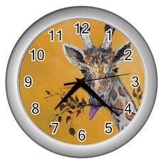 Giraffe Treat Wall Clock (silver)