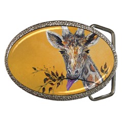 Giraffe Treat Belt Buckle (oval)