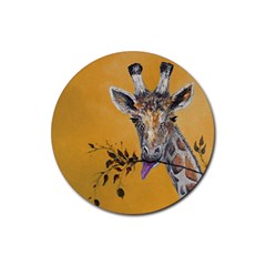 Giraffe Treat Drink Coaster (round) by rokinronda