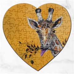 Giraffe Treat Jigsaw Puzzle (heart) by rokinronda