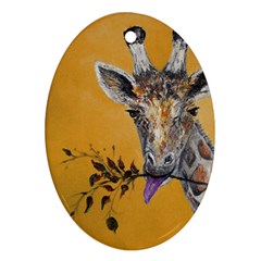 Giraffe Treat Oval Ornament (two Sides)