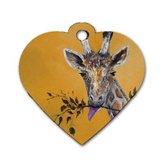 Giraffe Treat Dog Tag Heart (one Sided)  by rokinronda