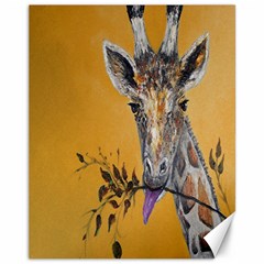 Giraffe Treat Canvas 11  X 14  (unframed)