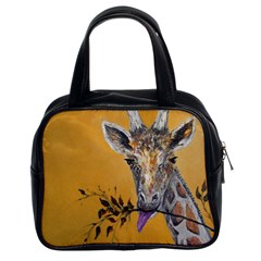 Giraffe Treat Classic Handbag (two Sides) by rokinronda