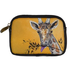 Giraffe Treat Digital Camera Leather Case by rokinronda