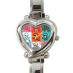 Skull Heart Italian Charm Watch  by Siebenhuehner