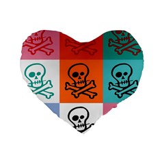 Skull 16  Premium Heart Shape Cushion  by Siebenhuehner