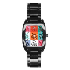 Skull Stainless Steel Barrel Watch by Siebenhuehner