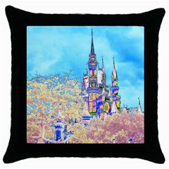 Castle For A Princess Black Throw Pillow Case by rokinronda