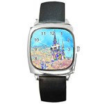 Castle for a Princess Square Leather Watch Front