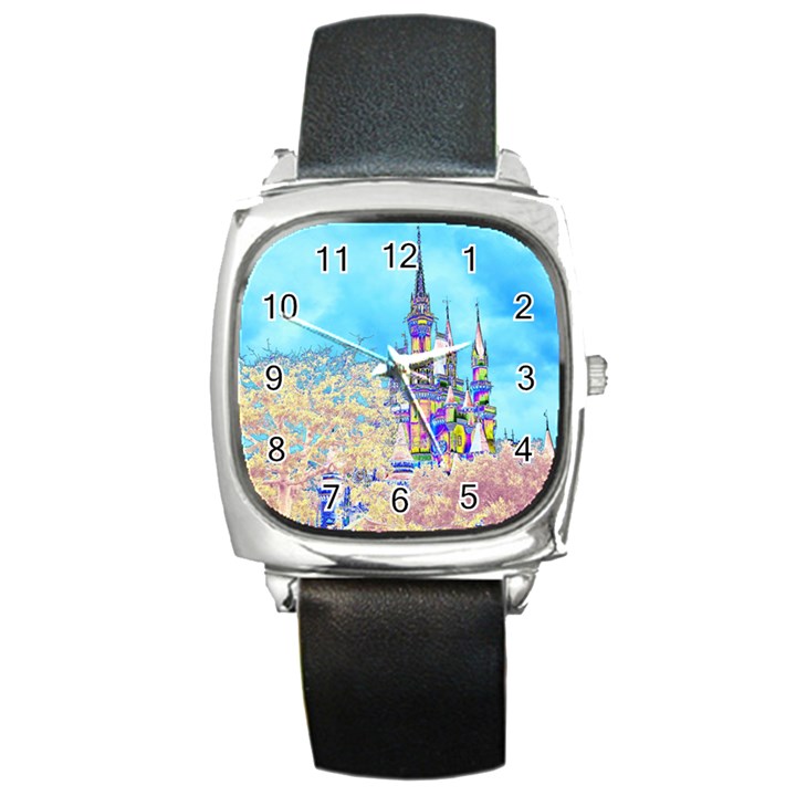 Castle for a Princess Square Leather Watch