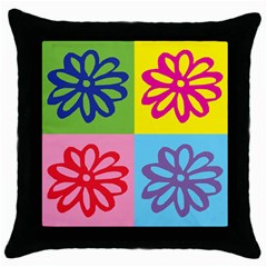 Flower Black Throw Pillow Case by Siebenhuehner