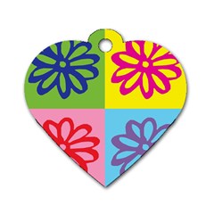 Flower Dog Tag Heart (one Sided)  by Siebenhuehner