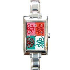 Flower Rectangular Italian Charm Watch