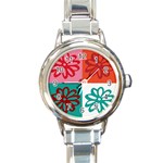 Flower Round Italian Charm Watch Front