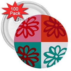 Flower 3  Button (100 Pack)