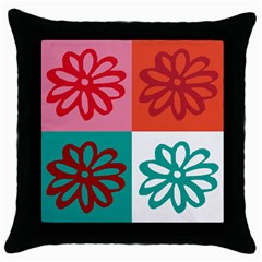 Flower Black Throw Pillow Case by Siebenhuehner