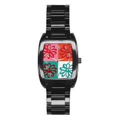 Flower Stainless Steel Barrel Watch by Siebenhuehner