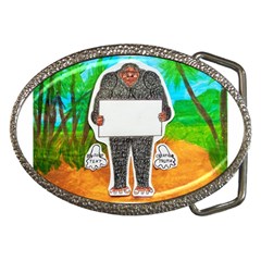 Yowie H,text In Aussie Outback, Belt Buckle (oval) by creationtruth