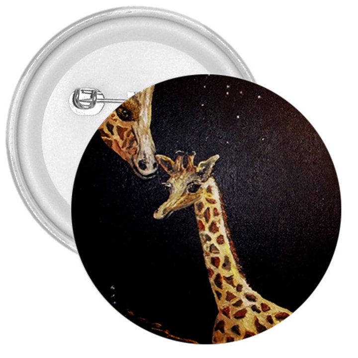 Baby Giraffe And Mom Under The Moon 3  Button