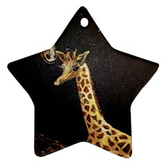 Baby Giraffe And Mom Under The Moon Star Ornament