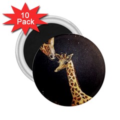 Baby Giraffe And Mom Under The Moon 2 25  Button Magnet (10 Pack) by rokinronda