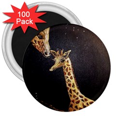 Baby Giraffe And Mom Under The Moon 3  Button Magnet (100 Pack)