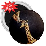 Baby Giraffe And Mom Under The Moon 3  Button Magnet (100 pack) Front