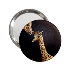 Baby Giraffe And Mom Under The Moon Handbag Mirror (2 25 ) by rokinronda