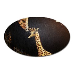 Baby Giraffe And Mom Under The Moon Magnet (oval) by rokinronda