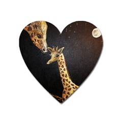 Baby Giraffe And Mom Under The Moon Magnet (heart) by rokinronda