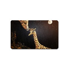 Baby Giraffe And Mom Under The Moon Magnet (name Card)