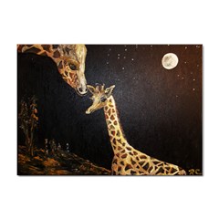 Baby Giraffe And Mom Under The Moon A4 Sticker 10 Pack by rokinronda