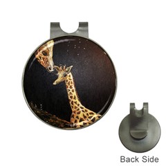 Baby Giraffe And Mom Under The Moon Hat Clip With Golf Ball Marker by rokinronda