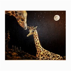 Baby Giraffe And Mom Under The Moon Glasses Cloth (small) by rokinronda