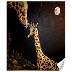 Baby Giraffe And Mom Under The Moon Canvas 20  X 24  (unframed)