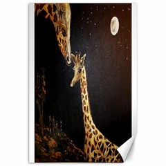 Baby Giraffe And Mom Under The Moon Canvas 20  X 30  (unframed)