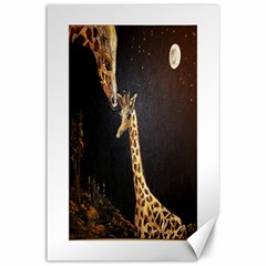 Baby Giraffe And Mom Under The Moon Canvas 24  X 36  (unframed) by rokinronda