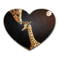 Baby Giraffe And Mom Under The Moon Mouse Pad (heart) by rokinronda