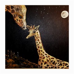 Baby Giraffe And Mom Under The Moon Glasses Cloth (medium, Two Sided) by rokinronda