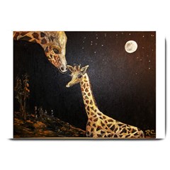 Baby Giraffe And Mom Under The Moon Large Door Mat by rokinronda