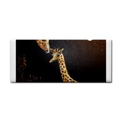 Baby Giraffe And Mom Under The Moon Hand Towel by rokinronda