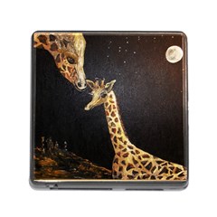 Baby Giraffe And Mom Under The Moon Memory Card Reader With Storage (square) by rokinronda