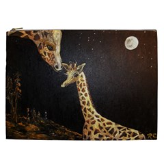 Baby Giraffe And Mom Under The Moon Cosmetic Bag (xxl) by rokinronda